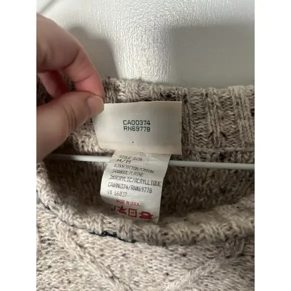 Northern Reflections Men’s Beige Wool Blend Knit Sweater Cozy Size M - Picture 4 of 7